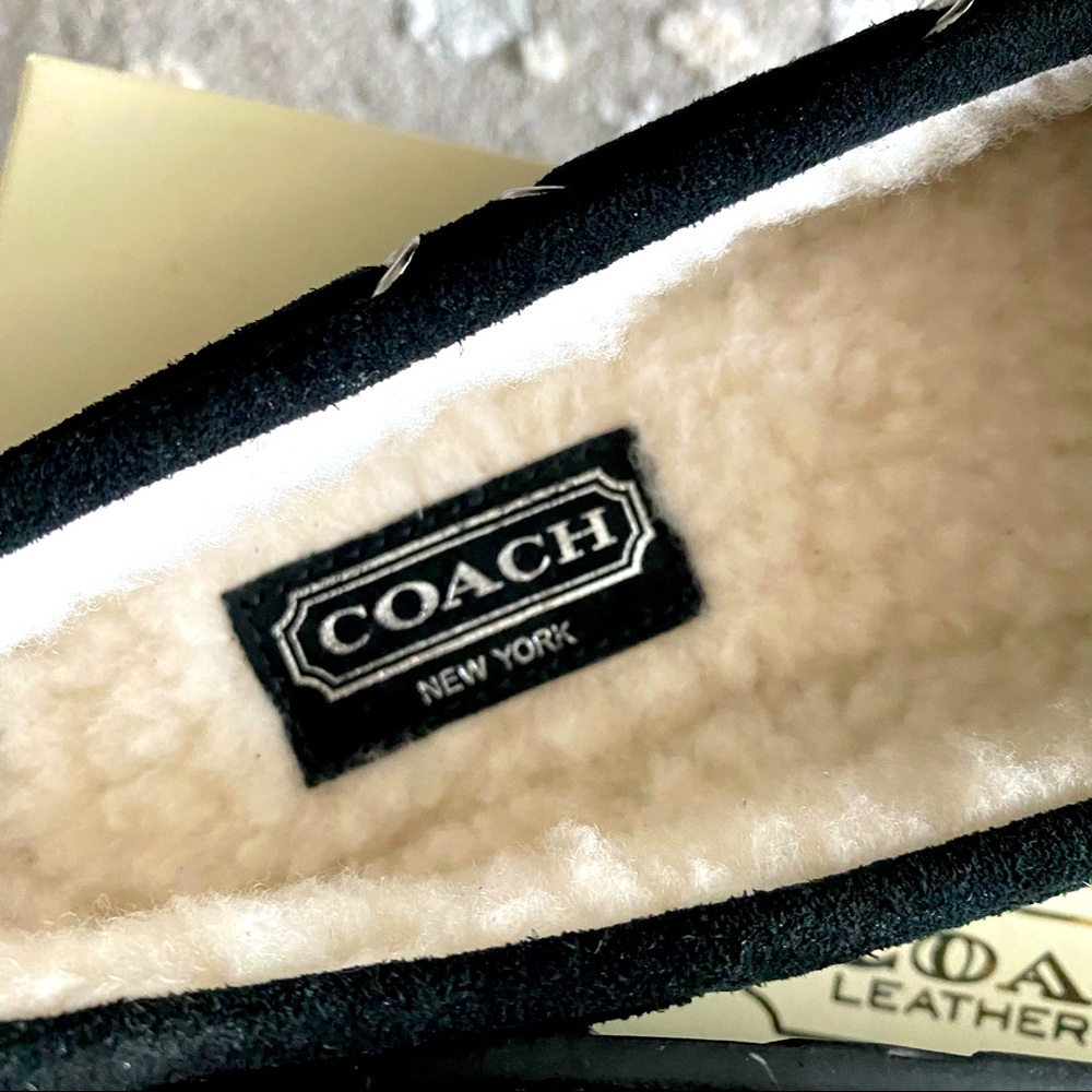 Coach Anita monogram embossed suede & shearling moccasins - Picture 7 of 7
